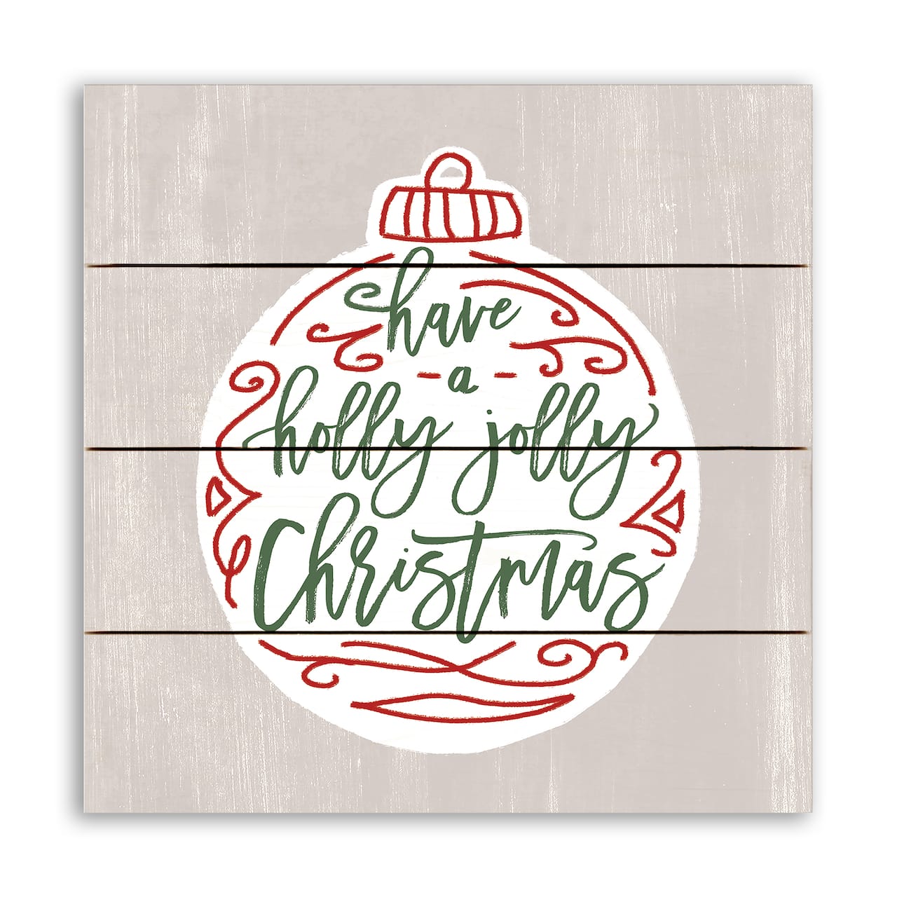 Holly Jolly Christmas Script 11.75" x 11.75" Pallet Wood Wall Art